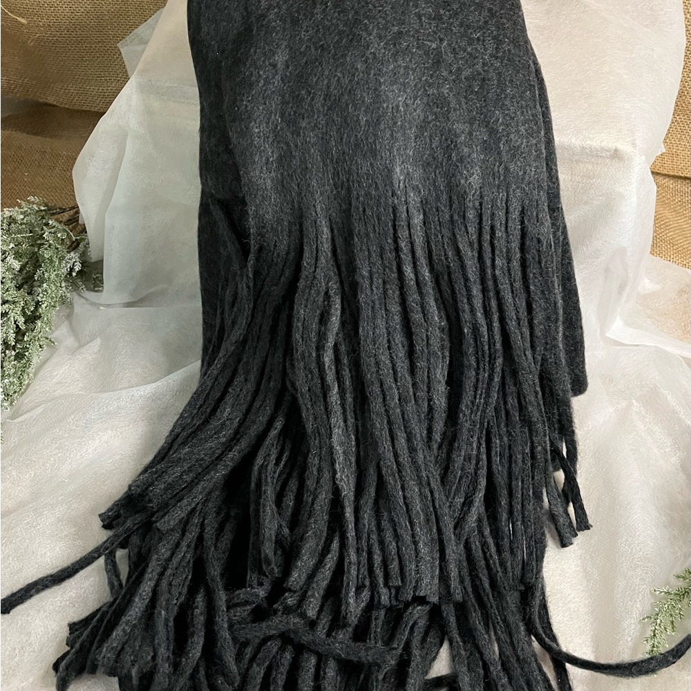 Occasionally Made Solid Brushed Fringe Scarf Dark… - image 4